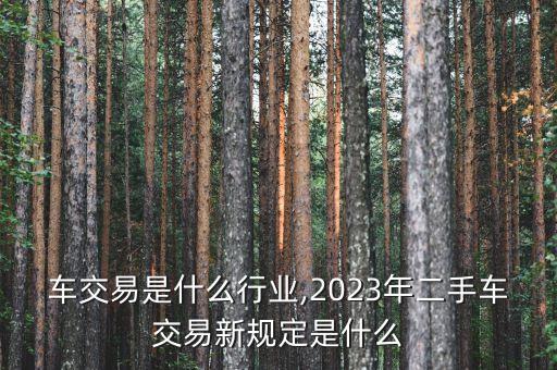 二手车交易是什么行业,2023年二手车交易新规定是什么