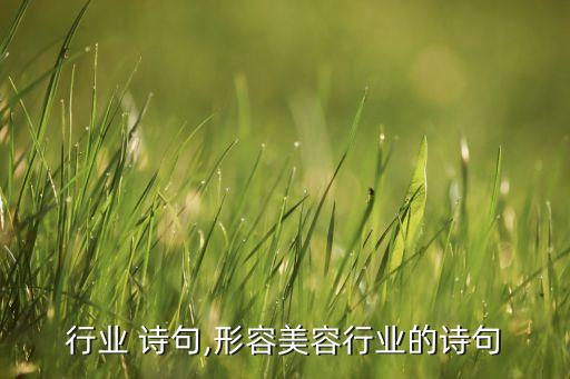 检测行业 诗句,形容美容行业的诗句