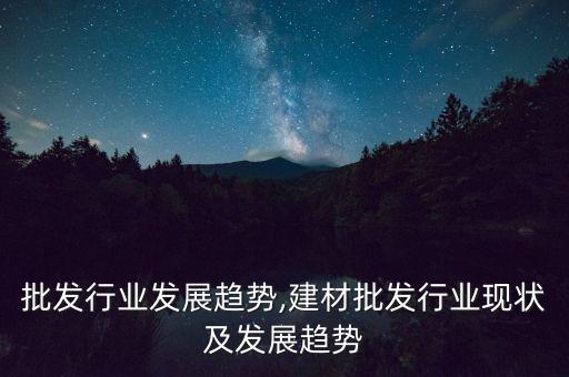 批发行业发展趋势,建材批发行业现状及发展趋势