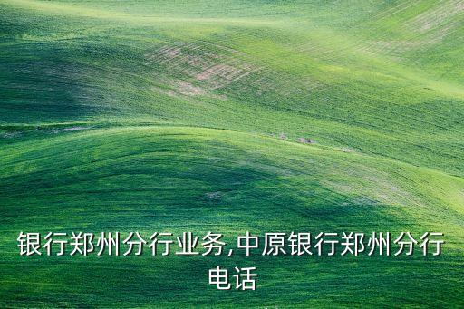 洛阳银行郑州分行业务,中原银行郑州分行电话