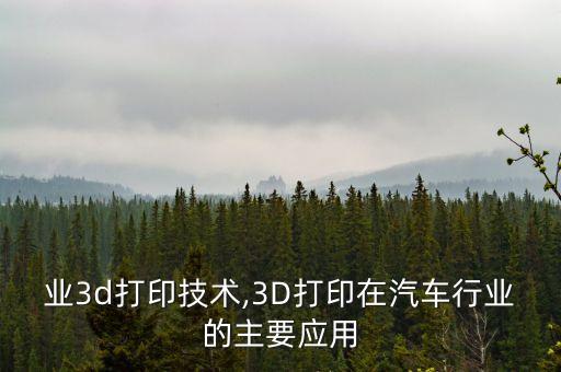 业3d打印技术,3D打印在汽车行业的主要应用