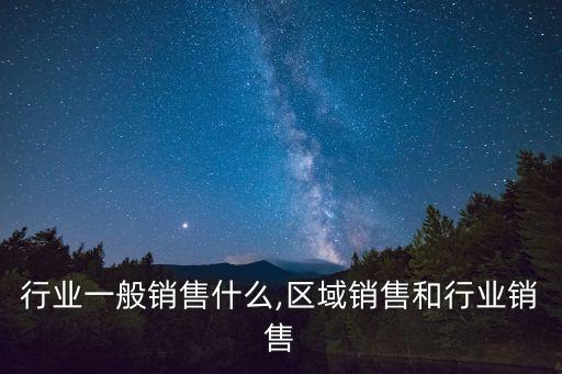 行业一般销售什么,区域销售和行业销售