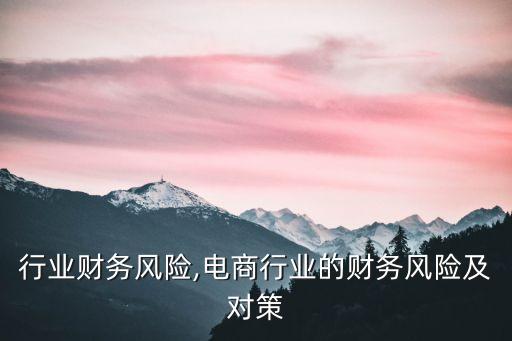 行业财务风险,电商行业的财务风险及对策