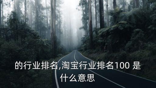 淘宝的行业排名,淘宝行业排名100 是什么意思