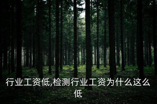 行业工资低,检测行业工资为什么这么低