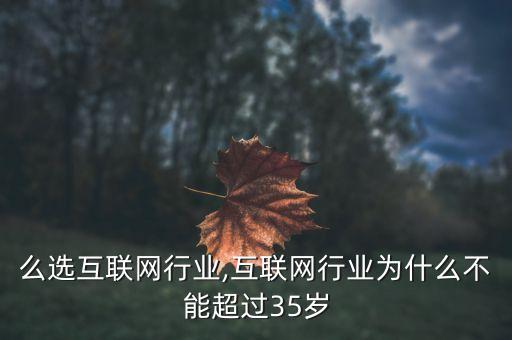 么选互联网行业,互联网行业为什么不能超过35岁