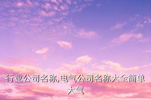 电气行业公司名称,电气公司名称大全简单大气