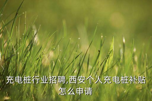 西安充电桩行业招聘,西安个人充电桩补贴怎么申请