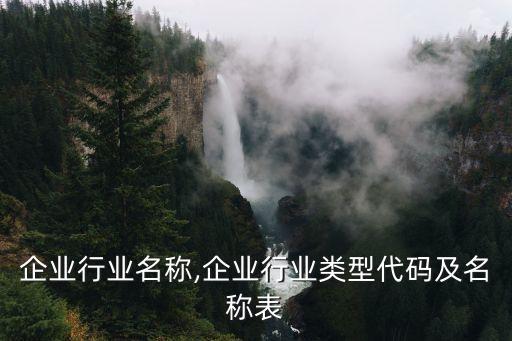 企业行业名称,企业行业类型代码及名称表