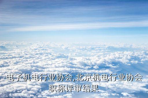 电子机电行业协会,北京机电行业协会职称评审结果