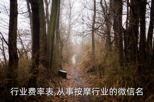 微信行业费率表,从事按摩行业的微信名