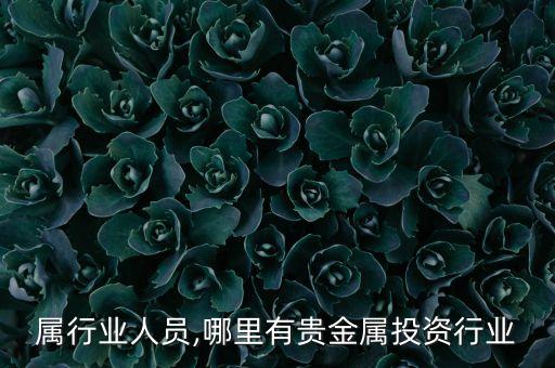 贵金属行业人员,哪里有贵金属投资行业