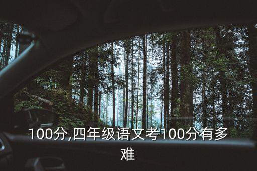 语文100分,四年级语文考100分有多难?