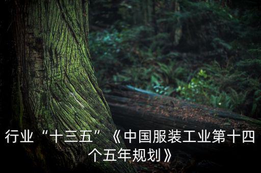 服装行业“十三五”《中国服装工业第十四个五年规划》