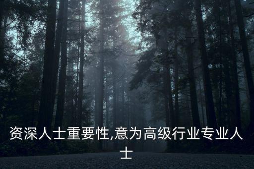 行业资深人士重要性,意为高级行业专业人士
