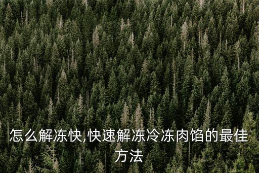 怎么解冻快,快速解冻冷冻肉馅的最佳方法