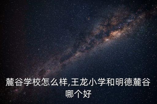 麓谷学校怎么样,王龙小学和明德麓谷哪个好