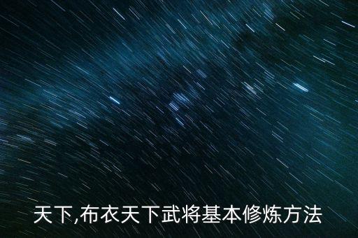 武布天下,布衣天下武将基本修炼方法