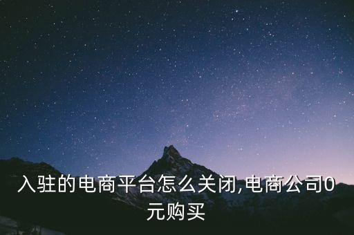 入驻的电商平台怎么关闭,电商公司0元购买