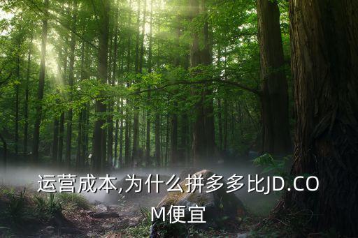 电商运营成本,为什么拼多多比JD.COM便宜?