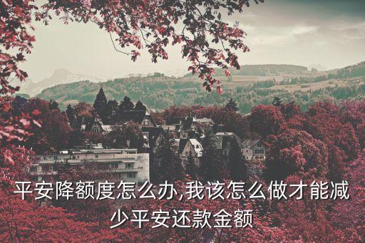 贷贷平安降额度怎么办,我该怎么做才能减少平安还款金额?