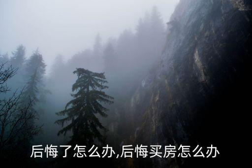后悔了怎么办,后悔买房怎么办