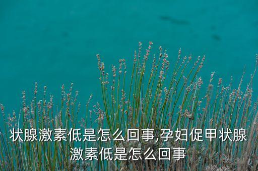 状腺激素低是怎么回事,孕妇促甲状腺激素低是怎么回事