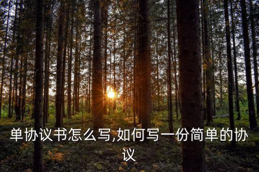 最简单协议书怎么写,如何写一份简单的协议?