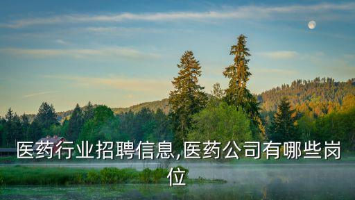 医药行业招聘信息,医药公司有哪些岗位