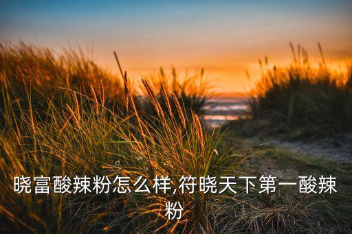 晓富酸辣粉怎么样,符晓天下第一酸辣粉