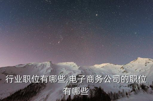 电商行业职位有哪些,电子商务公司的职位有哪些?