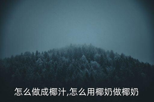 怎么做成椰汁,怎么用椰奶做椰奶