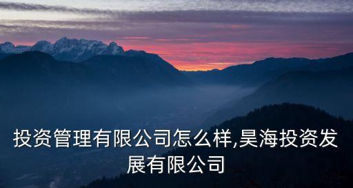 投资管理有限公司怎么样,昊海投资发展有限公司