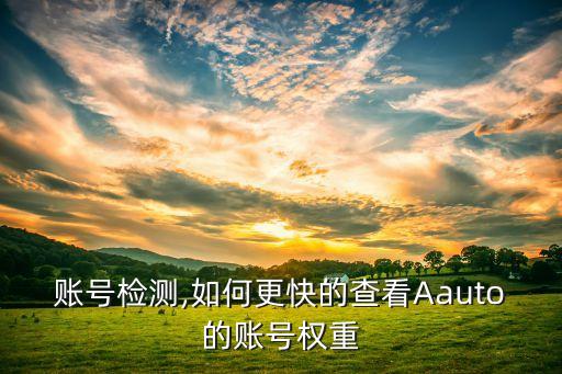 快手账号检测,如何更快的查看Aauto的账号权重?