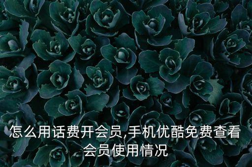 优酷怎么用话费开会员,手机优酷免费查看会员使用情况