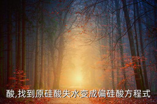 原硅酸,找到原硅酸失水变成偏硅酸方程式