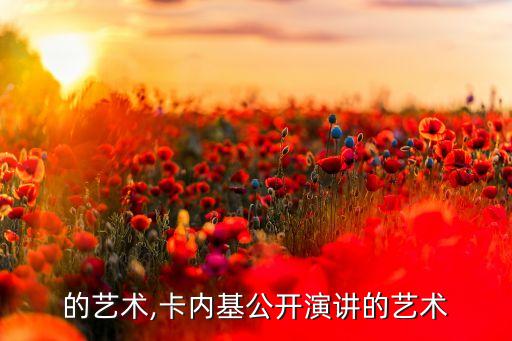 的艺术,卡内基公开演讲的艺术