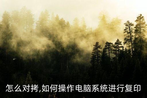 系统怎么对拷,如何操作电脑系统进行复印?