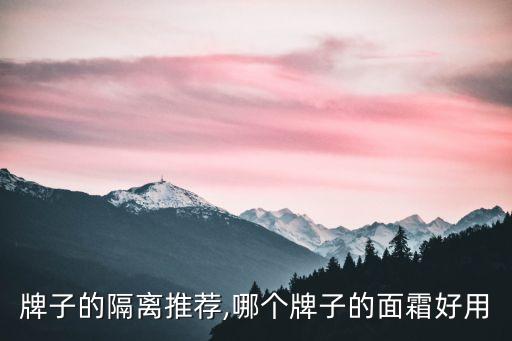 牌子的隔离推荐,哪个牌子的面霜好用
