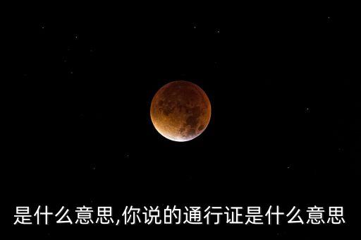 是什么意思,你说的通行证是什么意思