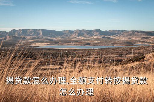 揭贷款怎么办理,全额支付转按揭贷款怎么办理