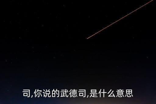 武德司,你说的武德司,是什么意思?