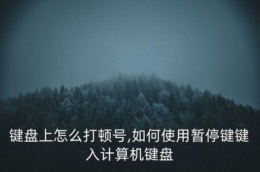 电脑键盘上怎么打顿号,如何使用暂停键键入计算机键盘