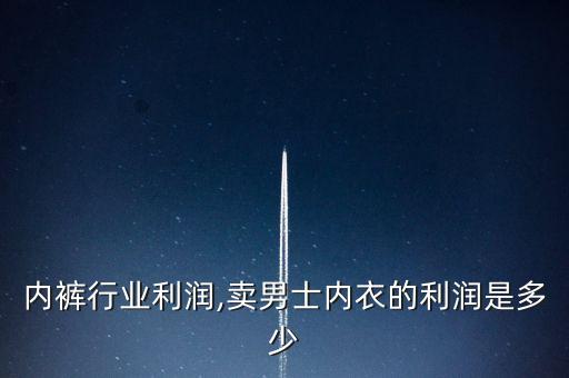 男士内裤行业利润,卖男士内衣的利润是多少?