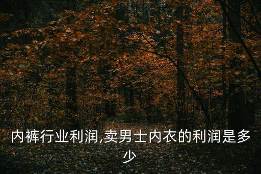内裤行业利润,卖男士内衣的利润是多少