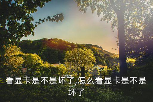 看显卡是不是坏了,怎么看显卡是不是坏了