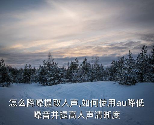 au怎么降噪提取人声,如何使用au降低噪音并提高人声清晰度?