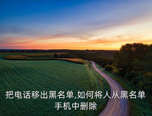 怎么把电话移出黑名单,如何将人从黑名单手机中删除?