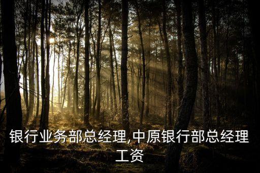 佛山银行业务部总经理,中原银行部总经理工资