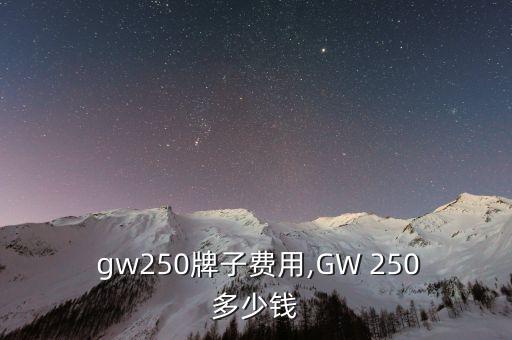 上海 gw250牌子费用,GW 250多少钱?